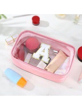 NEW Pink Initial 'A' Toiletry Makeup Bag